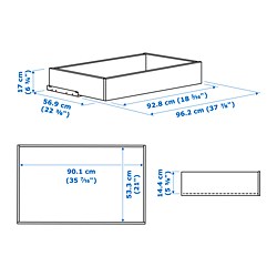 Measurement Illustration - KOMPLEMENT drawer with glass front