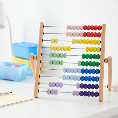 Ábaco UNDERHÅLLA: juguete de madera con cuentas de colores para que los niños aprendan.