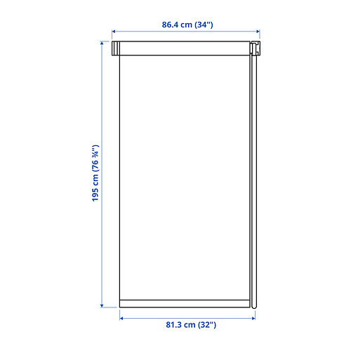 Measurement Illustration - FRIDANS blackout roller blind