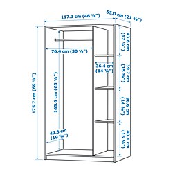 Measurement Illustration - RAKKESTAD wardrobe 3 doors