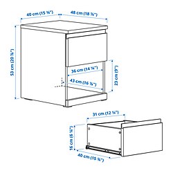 Measurement Illustration - STORKLINTA nightstand
