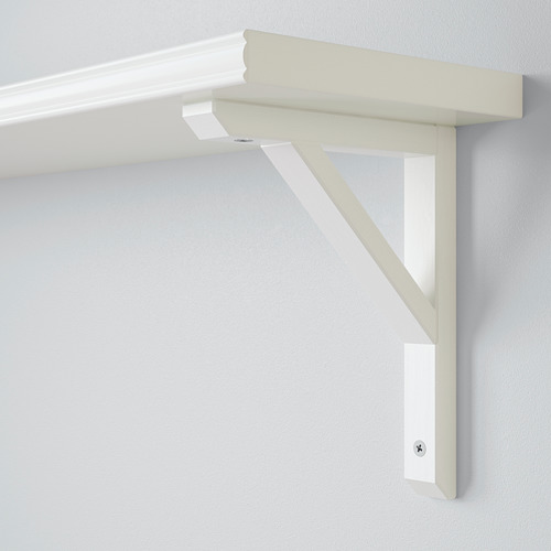 Estante de pared minimalista con soporte en ángulo; Pintado en color crema, limpio, diseño moderno.