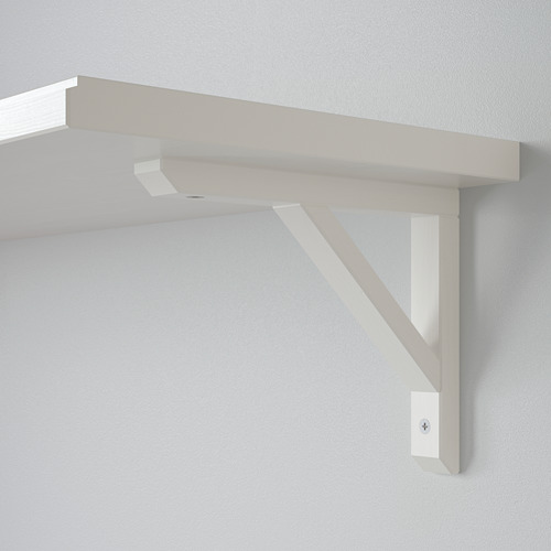 Estante de pared blanco con bordes limpios y biselados y soporte resistente, que muestra artesanía de alta calidad y diseño minimalista.