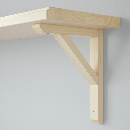 Estante de pared de madera con líneas limpias y soporte resistente, ideal para almacenamiento y exhibición, que se muestra contra una pared blanca.