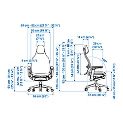 Measurement Illustration - BÄSTBOLL gaming chair