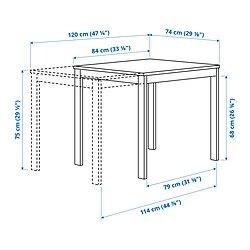 Measurement Illustration - VIHALS/VIHALS table and 2 chairs