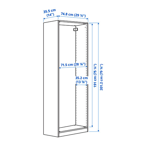 Measurement Illustration - PAX wardrobe frame