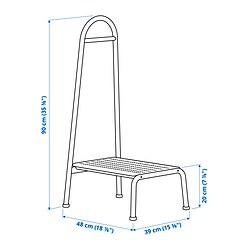 Ilustración de medidas - BÄSINGEN taburete con barandilla
