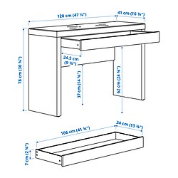 Ilustración de medidas - MALM tocador