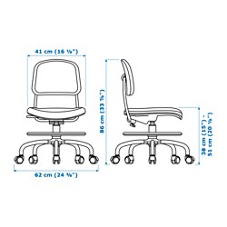 Measurement Illustration - VIMUND child's desk chair