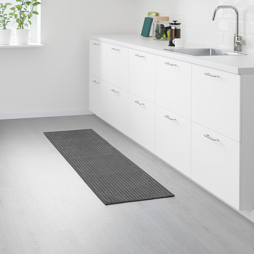 Cocina con estera BRYNDUM, gris oscuro, antideslizante, rectangular, cabe debajo de los armarios.