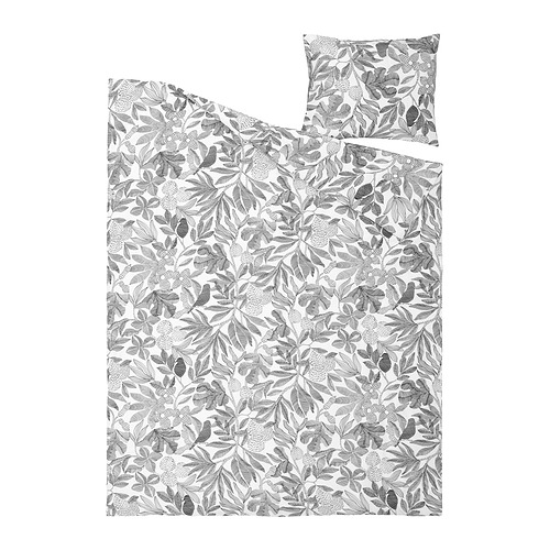 Conjunto de edredón nórdico bordado gris, reciclado, liso