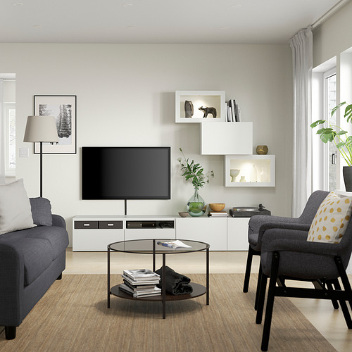 BESTÅ, TV storage combination with drawer rail push-open. 3 of 12 open dialog