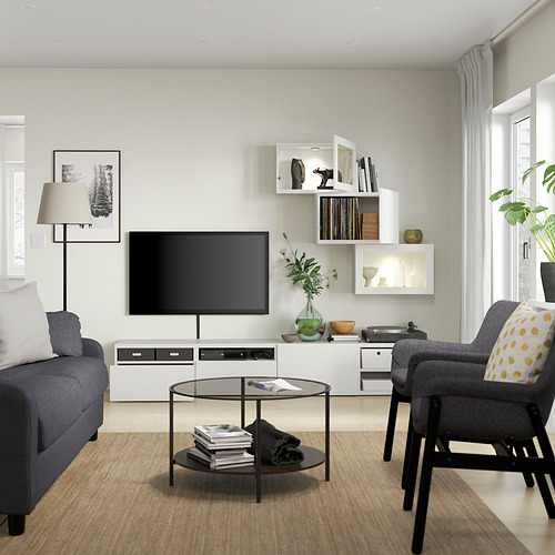 BESTÅ, TV storage combination with drawer rail push-open. 2 of 12 open dialog