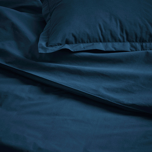 Juego de cama de algodón azul oscuro, con funda nórdica con cierre de botón, con tela de alta calidad, suave y lujosa.