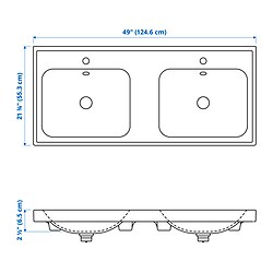 Measurement Illustration - ORRSJÖN double sink with water trap