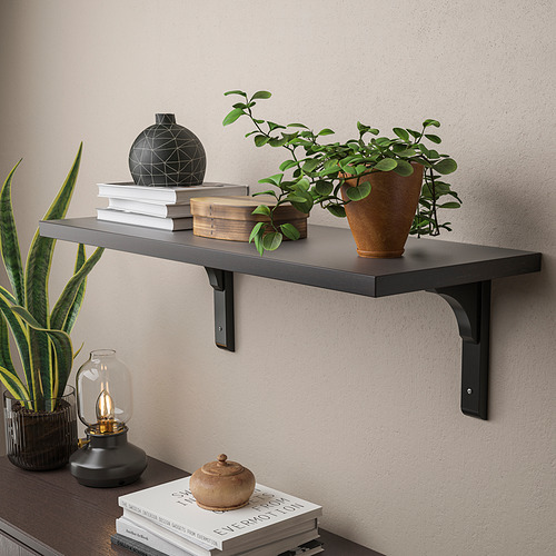 Estantería de pared con libros, plantas y decoración. Sujeta los artículos de forma segura, ideal para el dormitorio o la sala de estar.