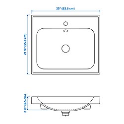 Measurement Illustration - ORRSJÖN sink with water trap