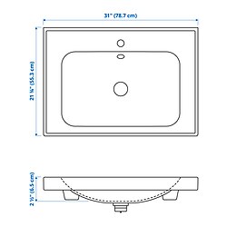 Measurement Illustration - ORRSJÖN sink with water trap