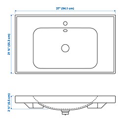 Measurement Illustration - ORRSJÖN sink with water trap
