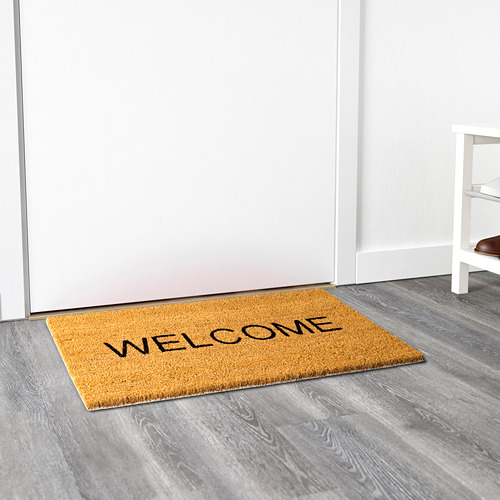 Alfombrilla de bienvenida con texto de bienvenida, respaldo antideslizante, para uso en interiores.