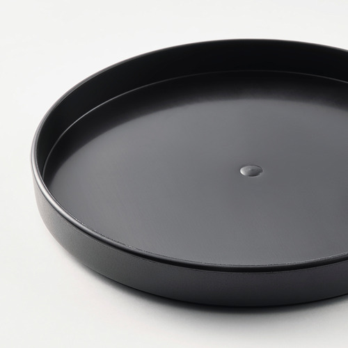 Bandeja de cocina de plástico negro con borde alto, diseñada para recoger agua.