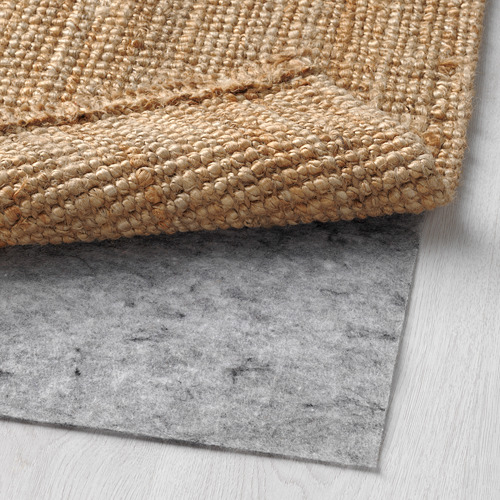 Alfombra de yute natural con soporte de fieltro antideslizante, perfecta para pasillos.