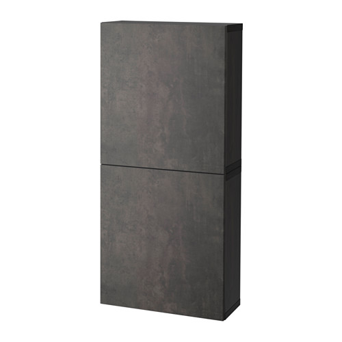 BESTÅ: mueble de pared gris oscuro. Diseño elegante y rectangular con bisagras de cierre suave/apertura a presión.