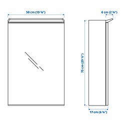 Measurement Illustration - TREASJÖN mirror cabinet with 1 door & integrated light,