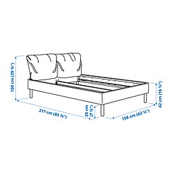 Measurement Illustration - SAGESUND upholstered bed frame Queen