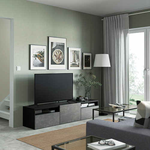 BESTÅ, TV unit with drawer runner, soft-closing. 3 of 8 open dialog