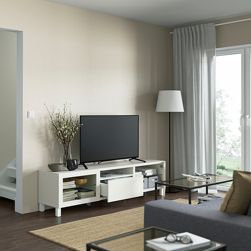 BESTÅ, TV bench with drawer runner, push-open. 2 of 10 open dialog
