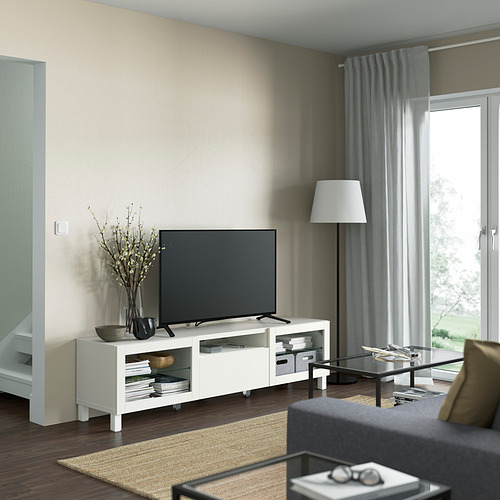 BESTÅ, TV bench with drawer runner, push-open. 3 of 10 open dialog