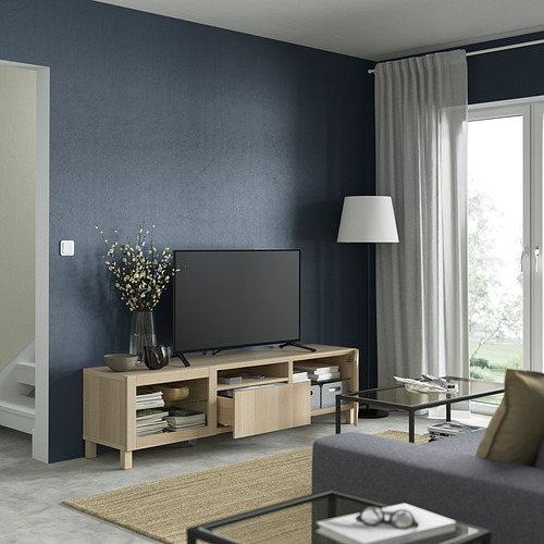 BESTÅ, mueble TV con riel para cajón con apertura a presión. 2 de 11 abrir diálogo