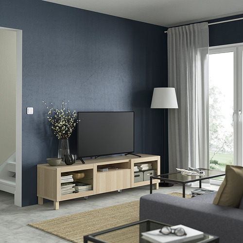 BESTÅ, mueble TV con riel para cajón con apertura a presión. 3 de 11 abrir diálogo