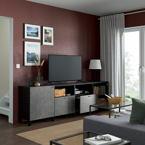 BESTÅ, TV bench with drawer runner, soft-closing. 2 of 8 open dialog