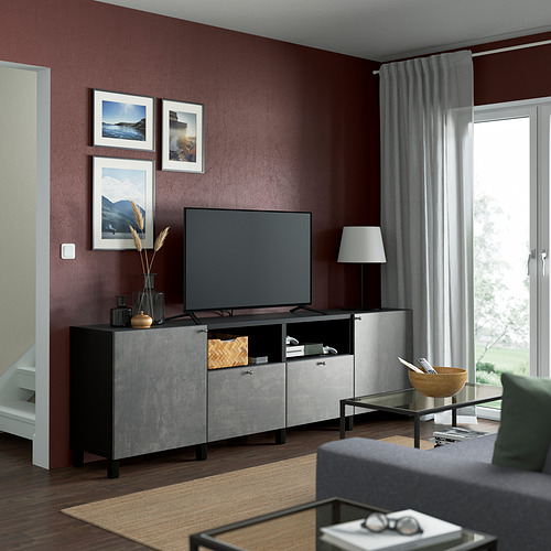 BESTÅ, TV bench with drawer runner, soft-closing. 3 of 8 open dialog