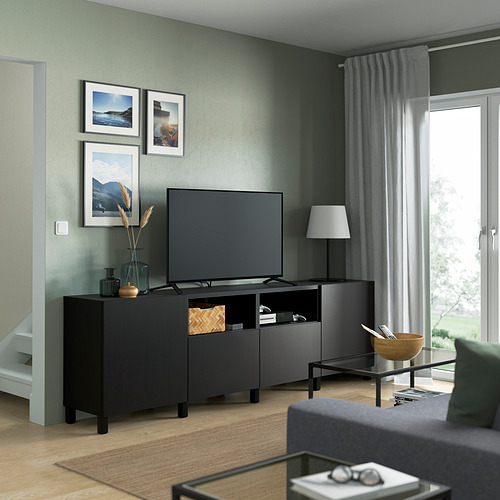 BESTÅ, TV bench with drawer runner, soft-closing. 3 of 8 open dialog