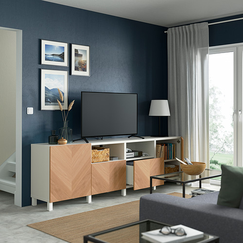 BESTÅ, TV bench with drawer runner, push-open. 2 of 8 open dialog