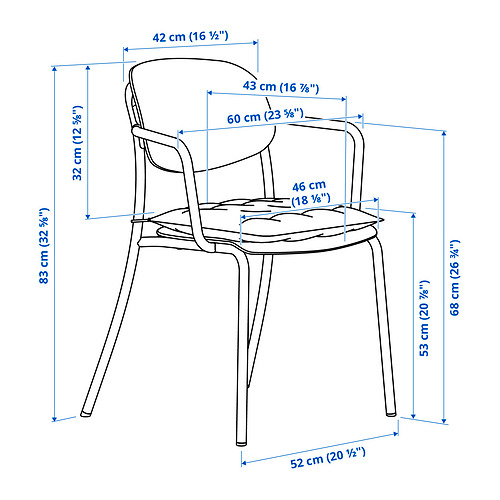 Illustration with measurements for the product: VISINGSÖ.