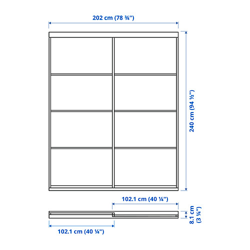 Measurement Illustration - SKYTTA/MEHAMN/AULI sliding door