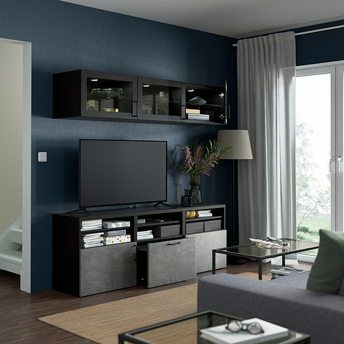 BESTÅ, TV storage combination with drwaver rail, spft close. 2 of 8 open dialog