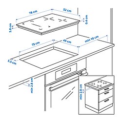 Ilustración de medidas - ROGESTAD placa de inducción