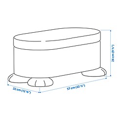 Measurement Illustration - GREJSIMOJS pouffe with storage