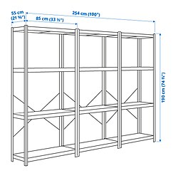Measurement Illustration - BROR indoor shelving unit