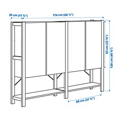 Measurement Illustration - IVAR  shelving unit with cabinet
