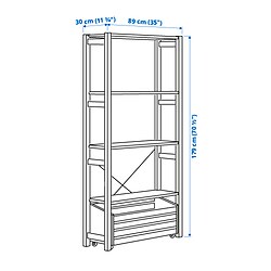Ilustración de medidas - IVAR estantería con caja
