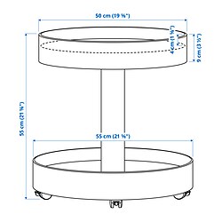 Measurement Illustration - STOCKHOLM 2025 side table on casters