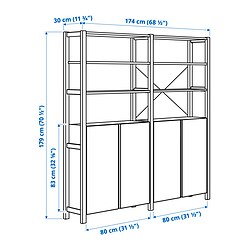 Measurement Illustration - IVAR shelving unit with cabinet