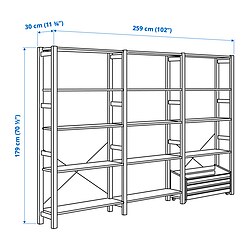 Measurement Illustration - IVAR shelving unit with storage box
